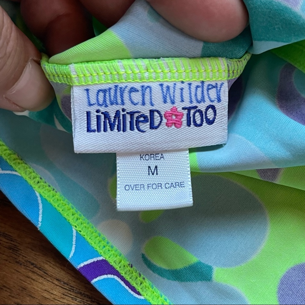 Vintage Limited Too bright neon blue & green mini skirt swim coverup - Picture 5 of 9